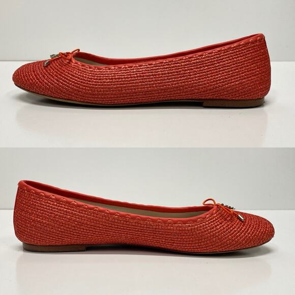 Sam Edelman Falcon Orange Coral Woven Raffia Ballet Flats Women's US 9M EUR 39 - Picture 11 of 11